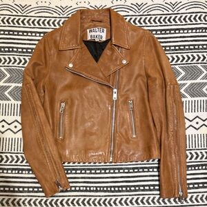 Walter Baker leather jacket - brown/tan - size M - lamb leather - never worn